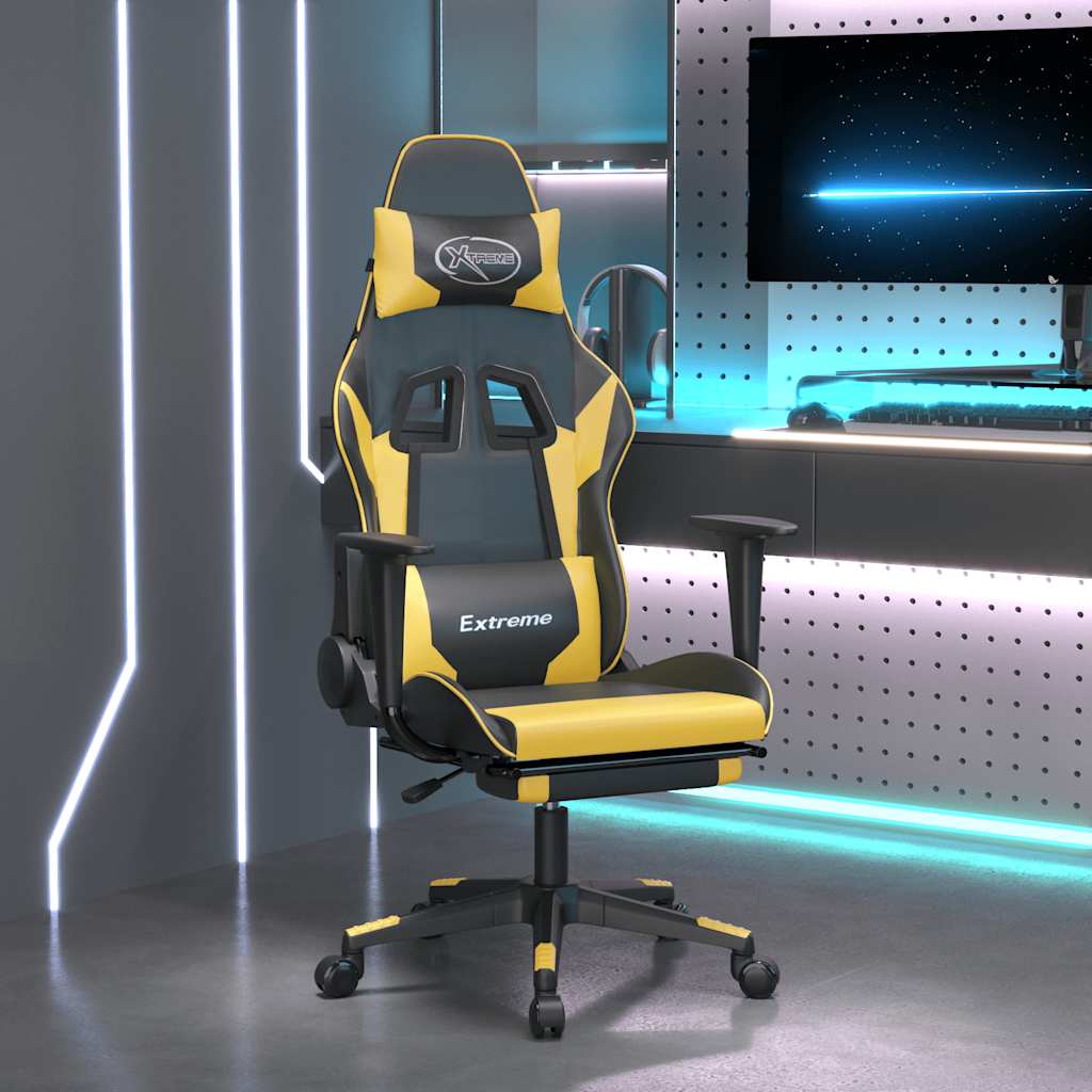 vidaXL Gaming-Stuhl mit Massagefunktion Schwarz und Blau Kunstleder