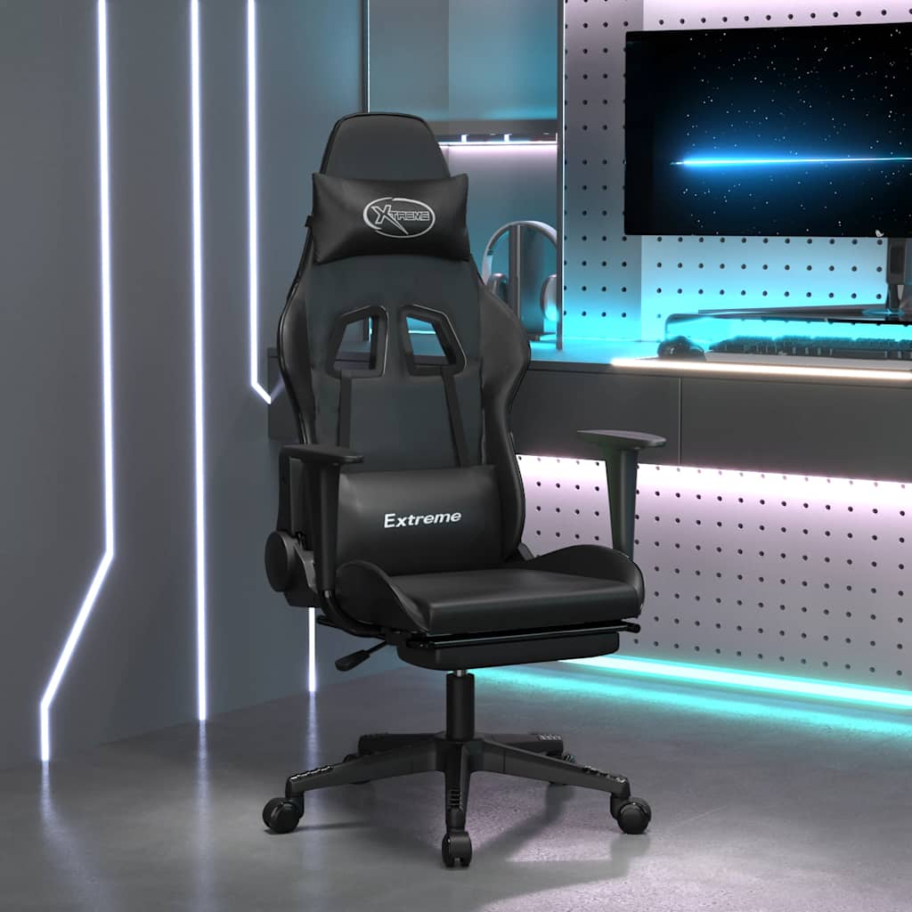 vidaXL Gaming-Stuhl mit Massagefunktion Schwarz und Blau Kunstleder