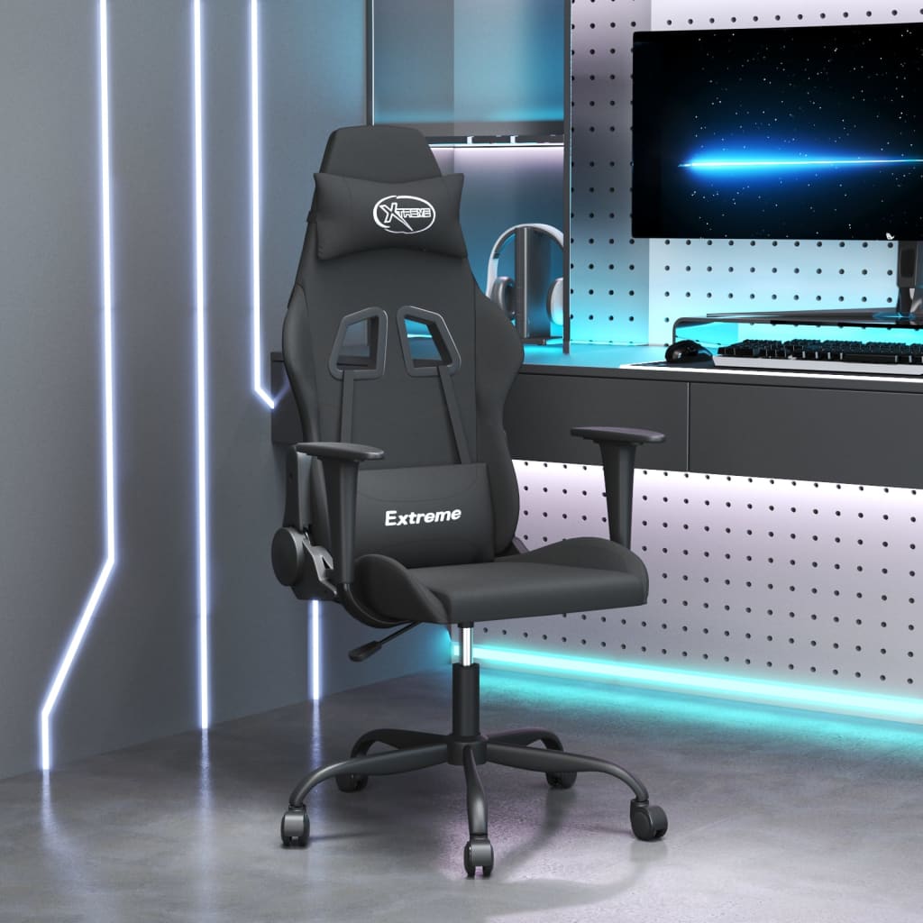 vidaXL Gaming-Stuhl mit Massagefunktion Schwarz und Creme Stoff