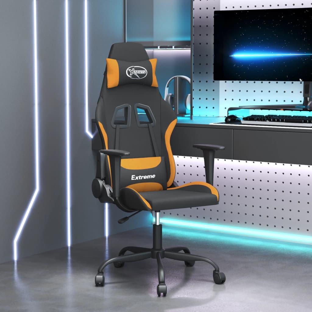 vidaXL Gaming-Stuhl mit Massagefunktion Schwarz und Creme Stoff