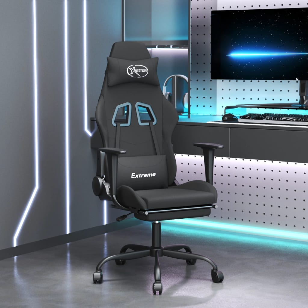 vidaXL Gaming-Stuhl mit Massagefunktion Schwarz und Creme Stoff