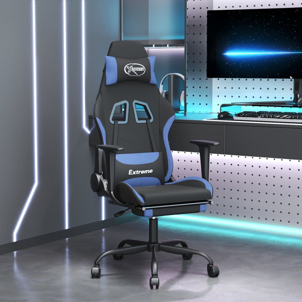 vidaXL Gaming-Stuhl mit Massagefunktion Schwarz und Creme Stoff