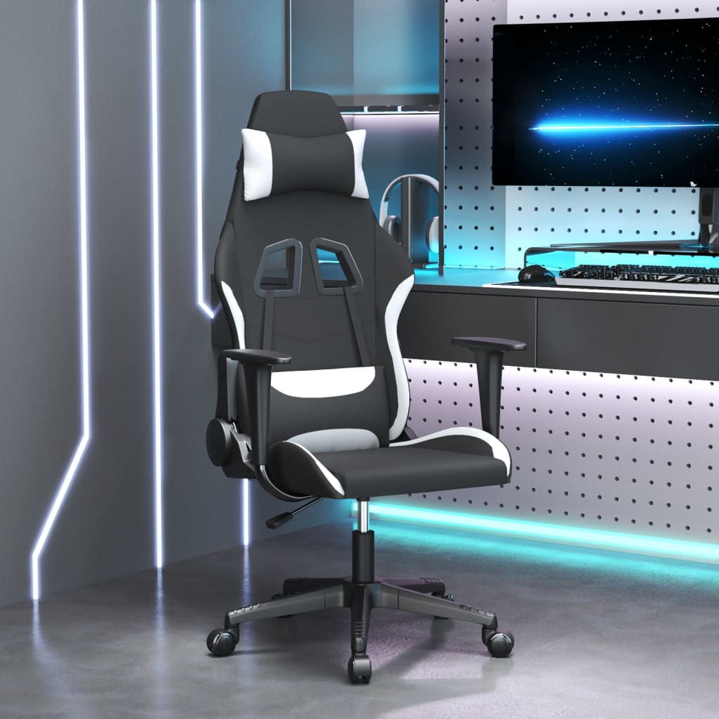 vidaXL Gaming-Stuhl mit Massagefunktion Schwarz und Creme Stoff