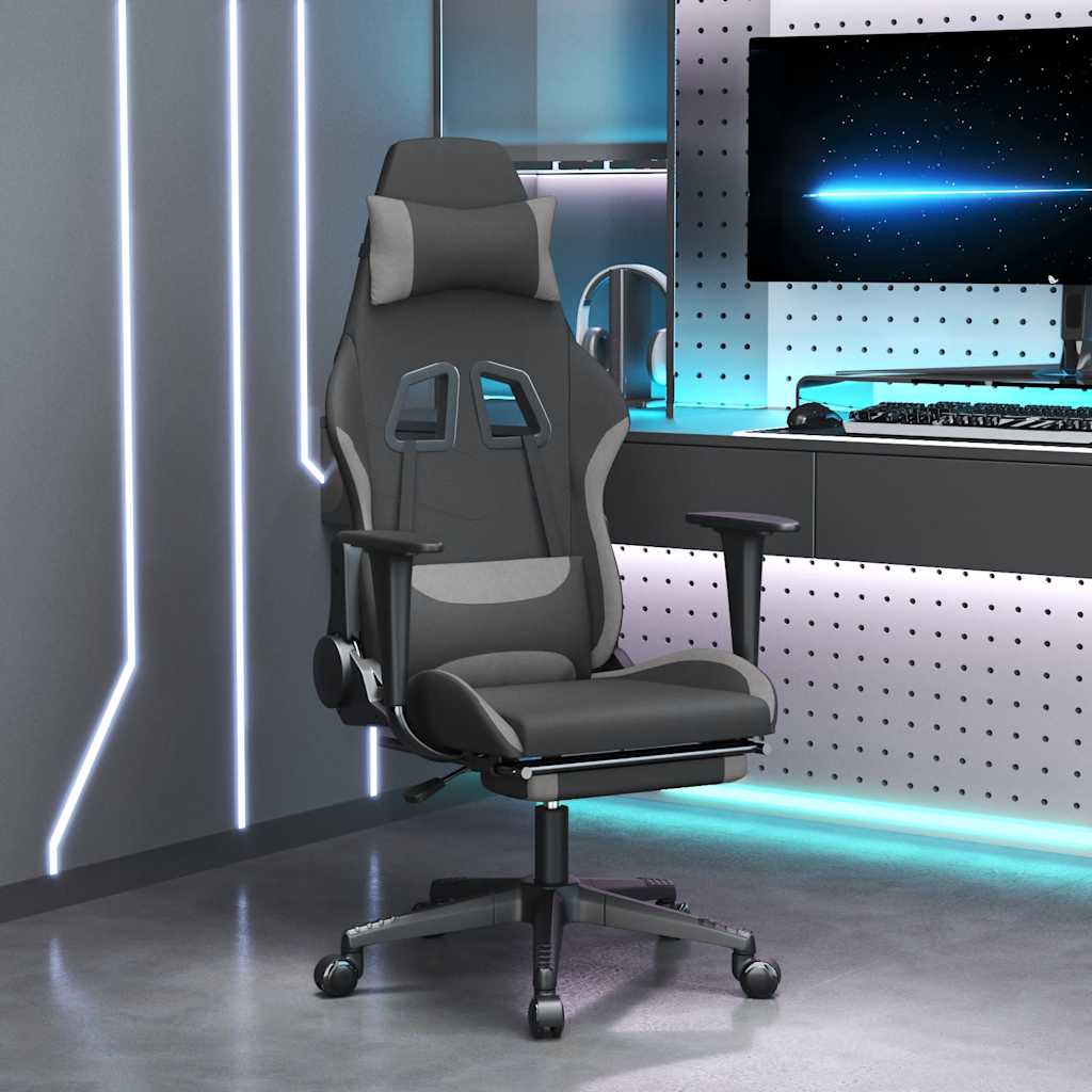 vidaXL Gaming-Stuhl mit Massagefunktion Schwarz und Creme Stoff