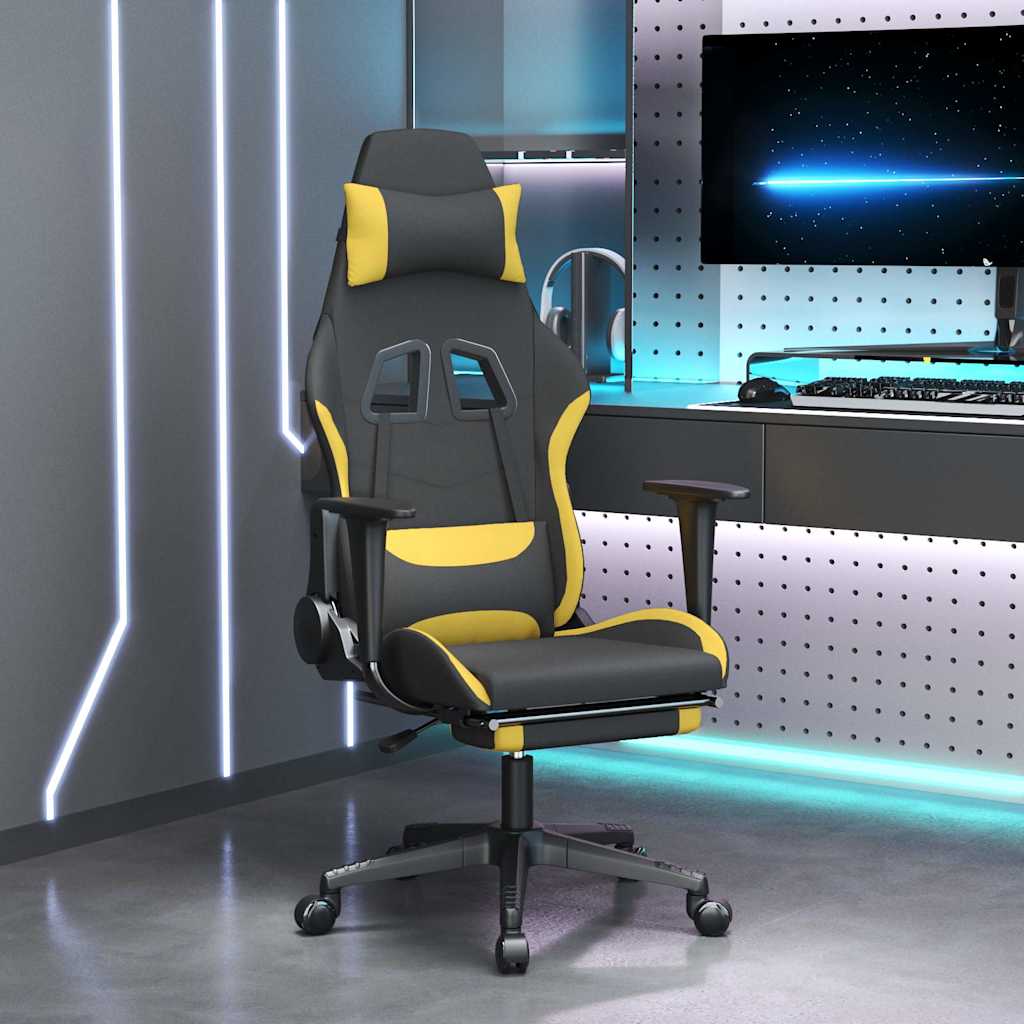 vidaXL Gaming-Stuhl mit Massagefunktion Schwarz und Creme Stoff