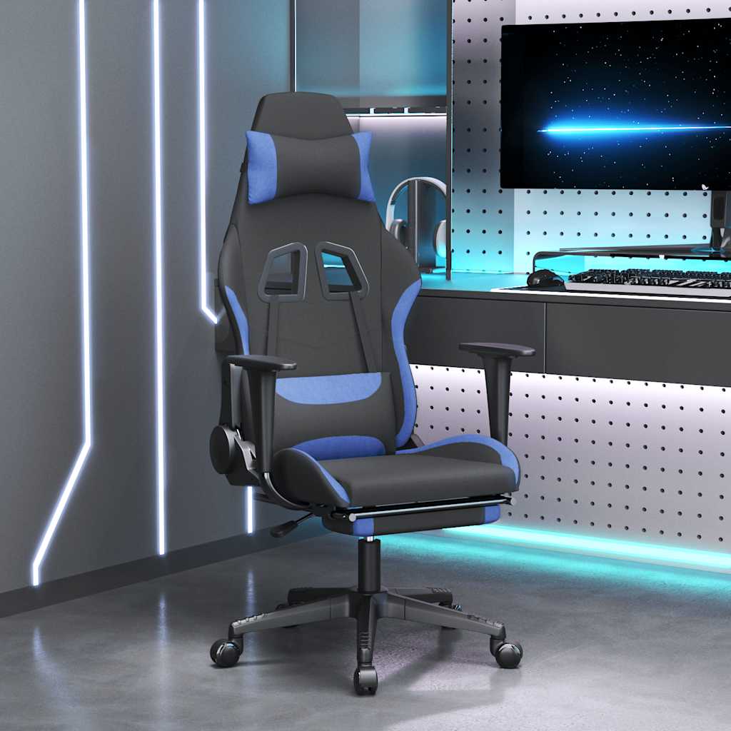 vidaXL Gaming-Stuhl mit Massagefunktion Schwarz und Creme Stoff