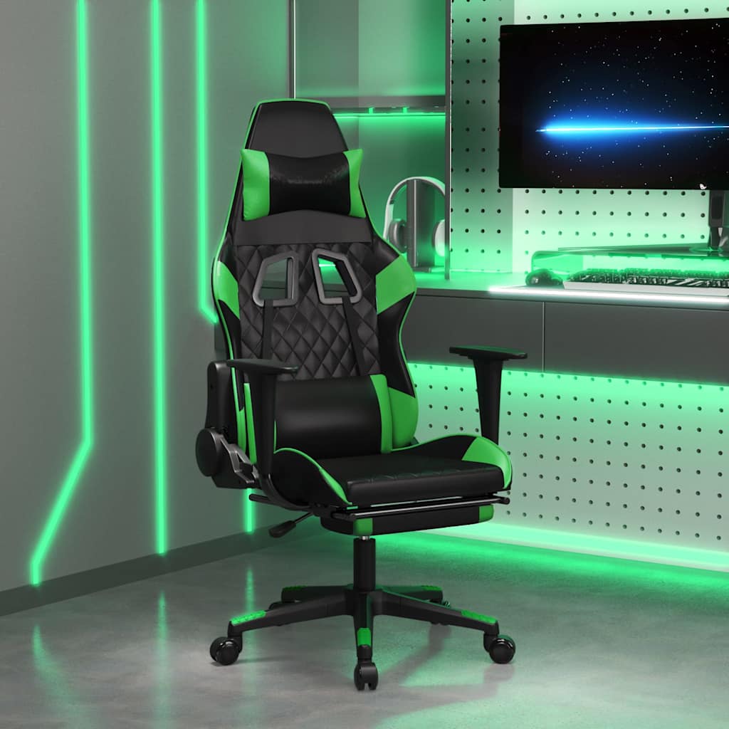 vidaXL Gaming-Stuhl mit Massagefunktion Schwarz und Blau Kunstleder