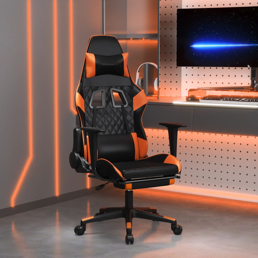 vidaXL Gaming-Stuhl mit Massagefunktion Schwarz und Blau Kunstleder