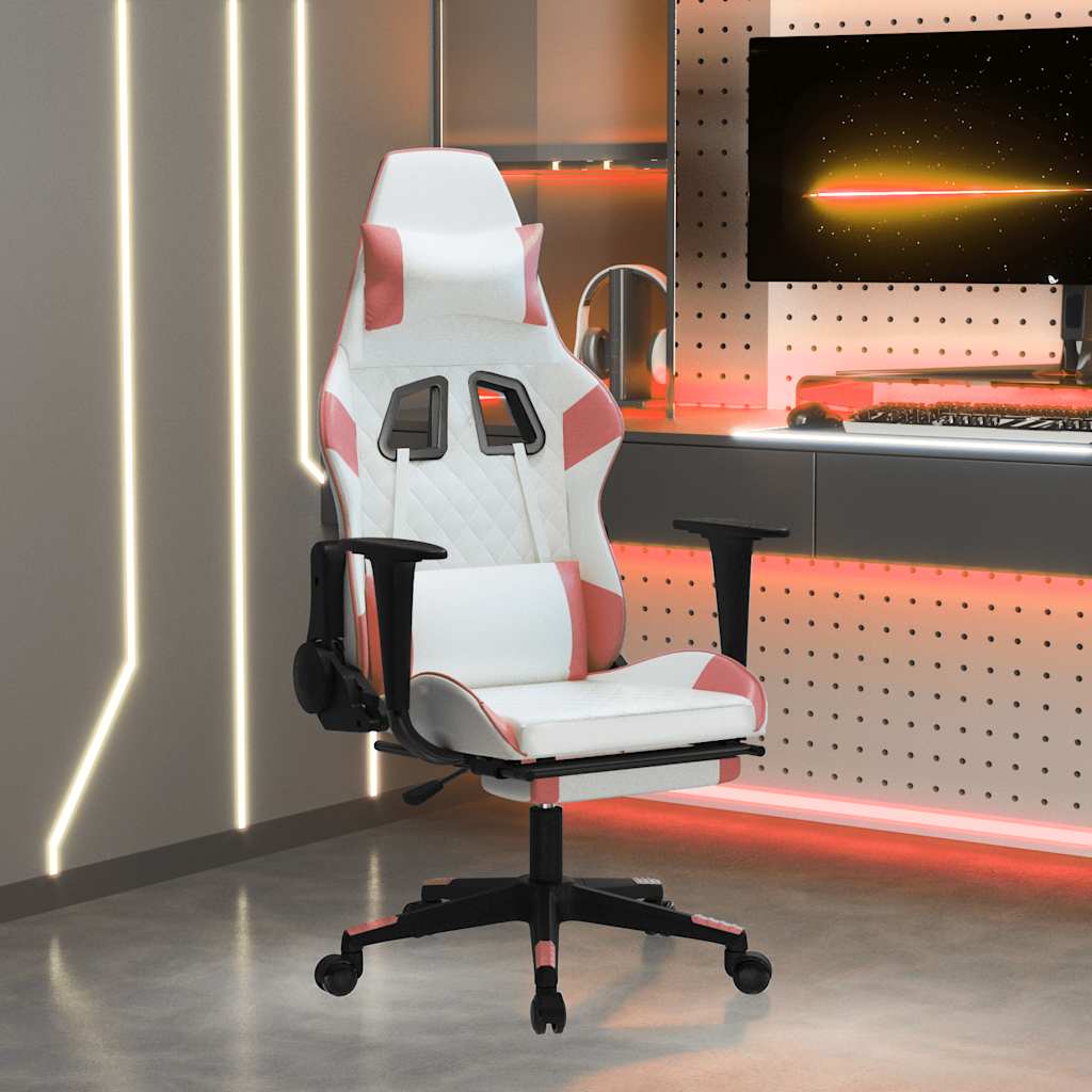 vidaXL Gaming-Stuhl mit Massagefunktion Schwarz und Blau Kunstleder