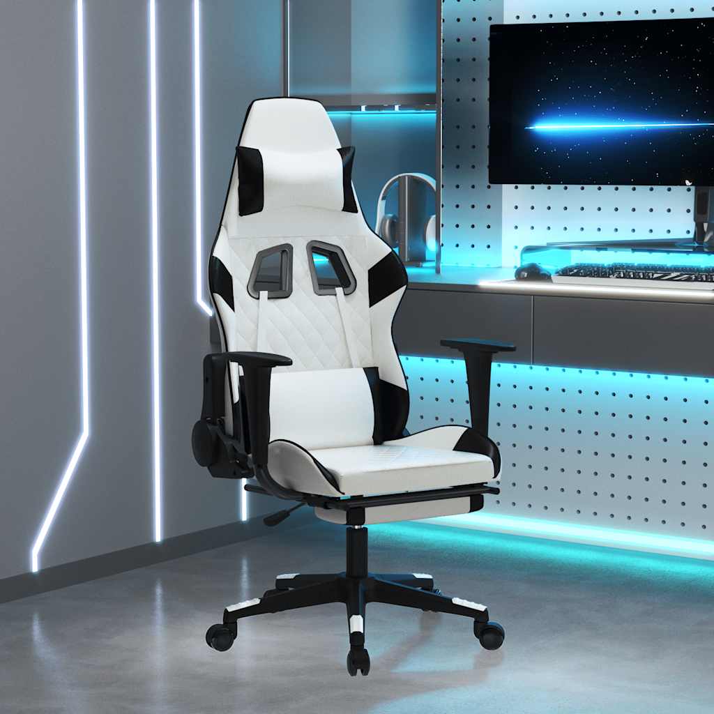 vidaXL Gaming-Stuhl mit Massagefunktion Schwarz und Blau Kunstleder