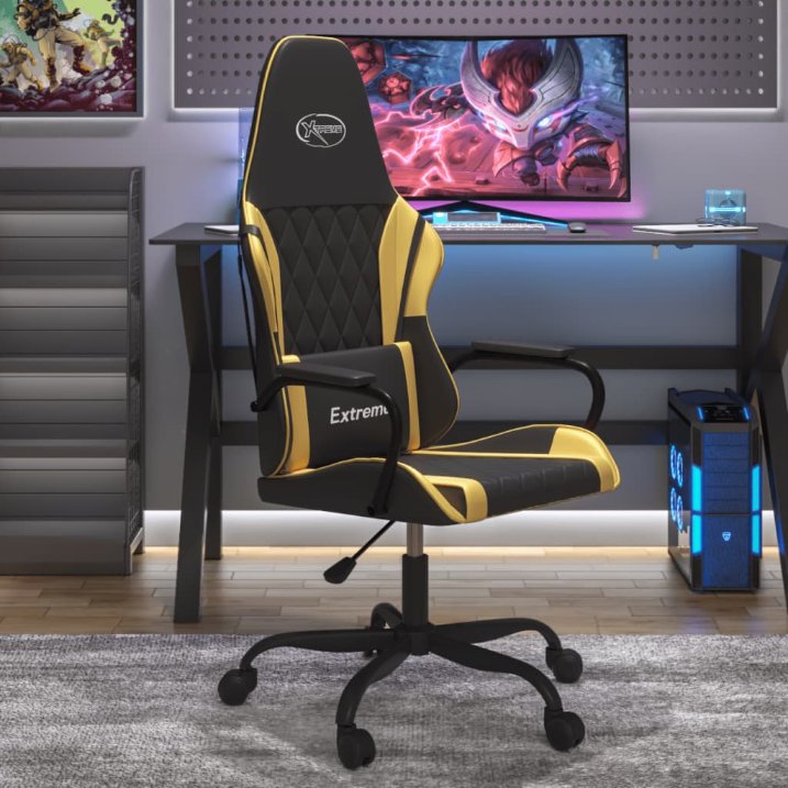 vidaXL Gaming-Stuhl mit Massagefunktion Schwarz und Blau Kunstleder