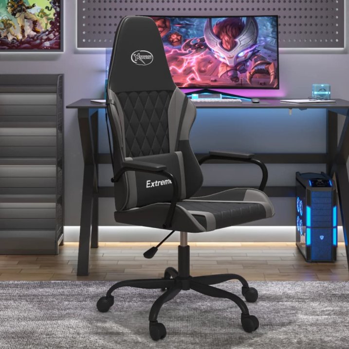 vidaXL Gaming-Stuhl mit Massagefunktion Schwarz und Blau Kunstleder