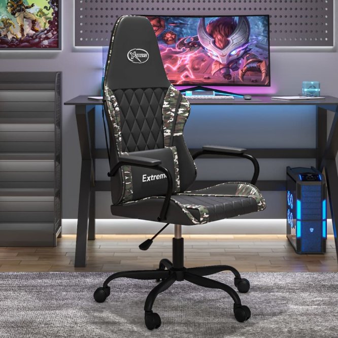 vidaXL Gaming-Stuhl mit Massagefunktion Schwarz und Blau Kunstleder