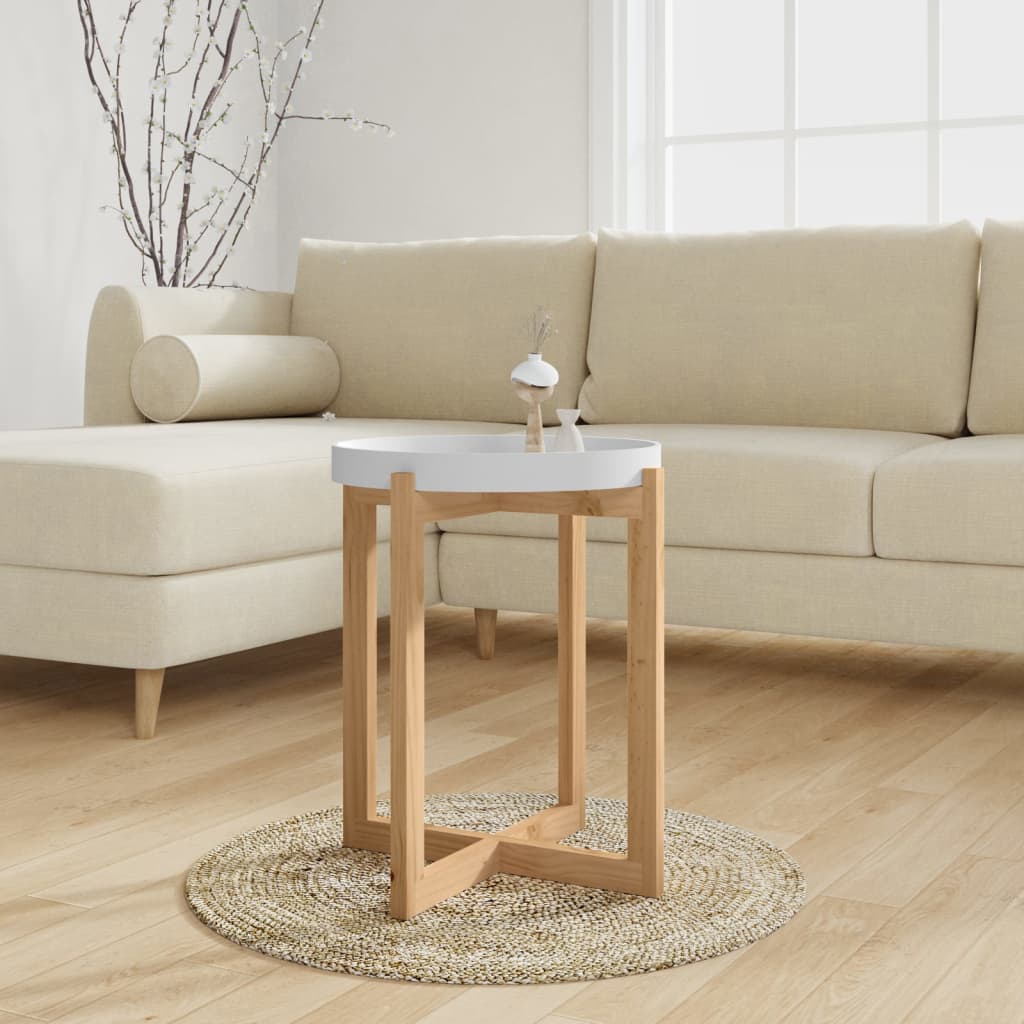 vidaXL Couchtisch Weiß 41x41x48,5 cm Holzwerkstoff & Massivholz Kiefer