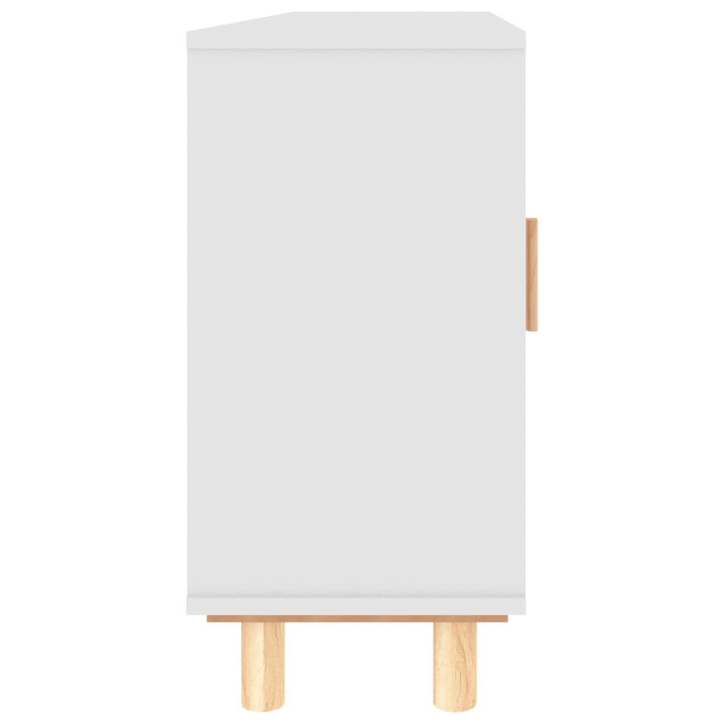 vidaXL Sideboard Weiß 105x30x60 cm Massivholz Kiefer und Natur-Rattan