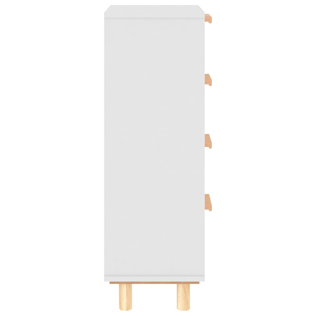 vidaXL Sideboard Weiß 40x30x90 cm Massivholz Kiefer und Natur-Rattan