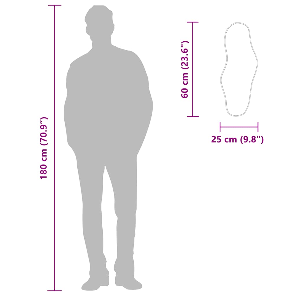 vidaXL Wandspiegel Silbern 60x25 cm