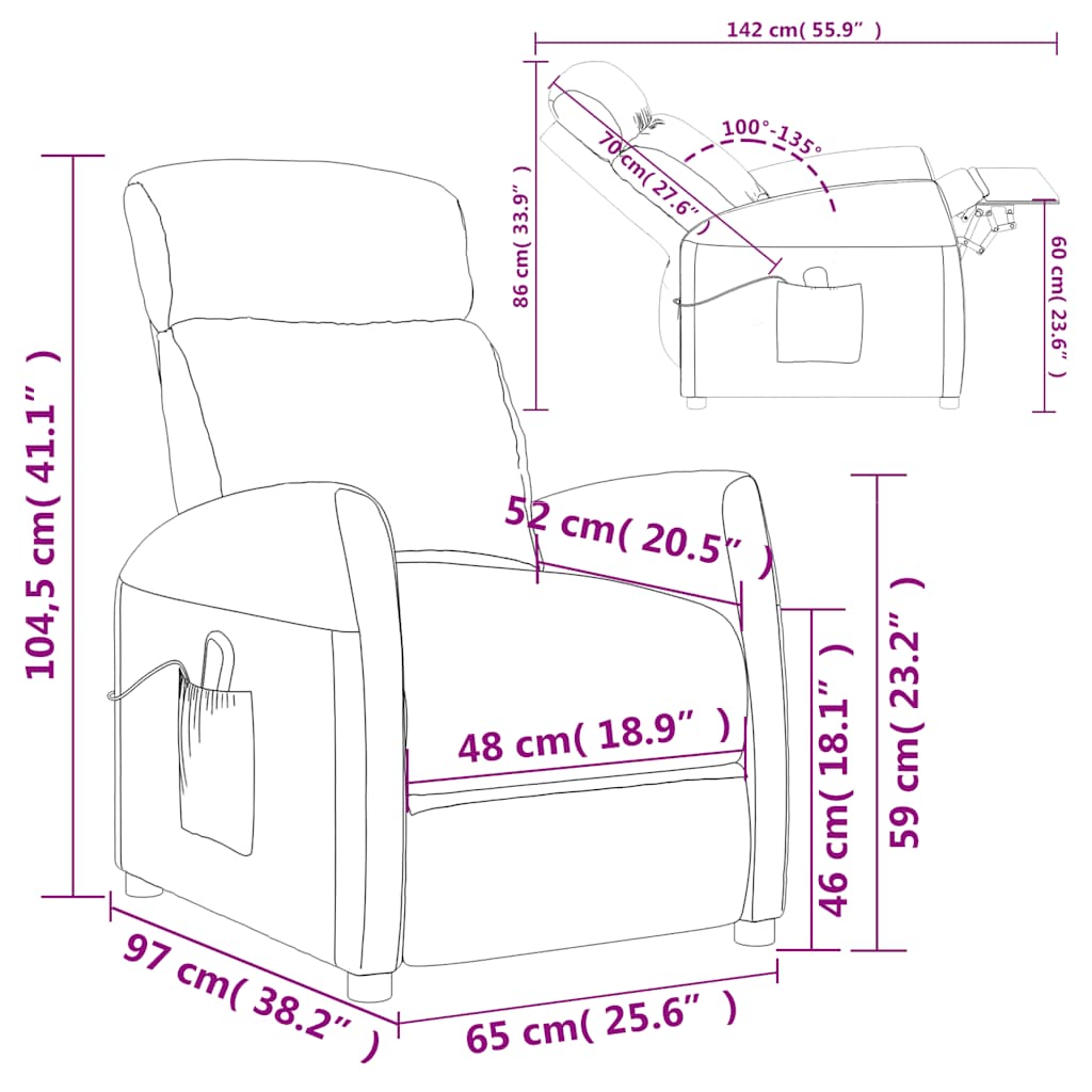 vidaXL Massagesessel Dunkelgrau Stoff