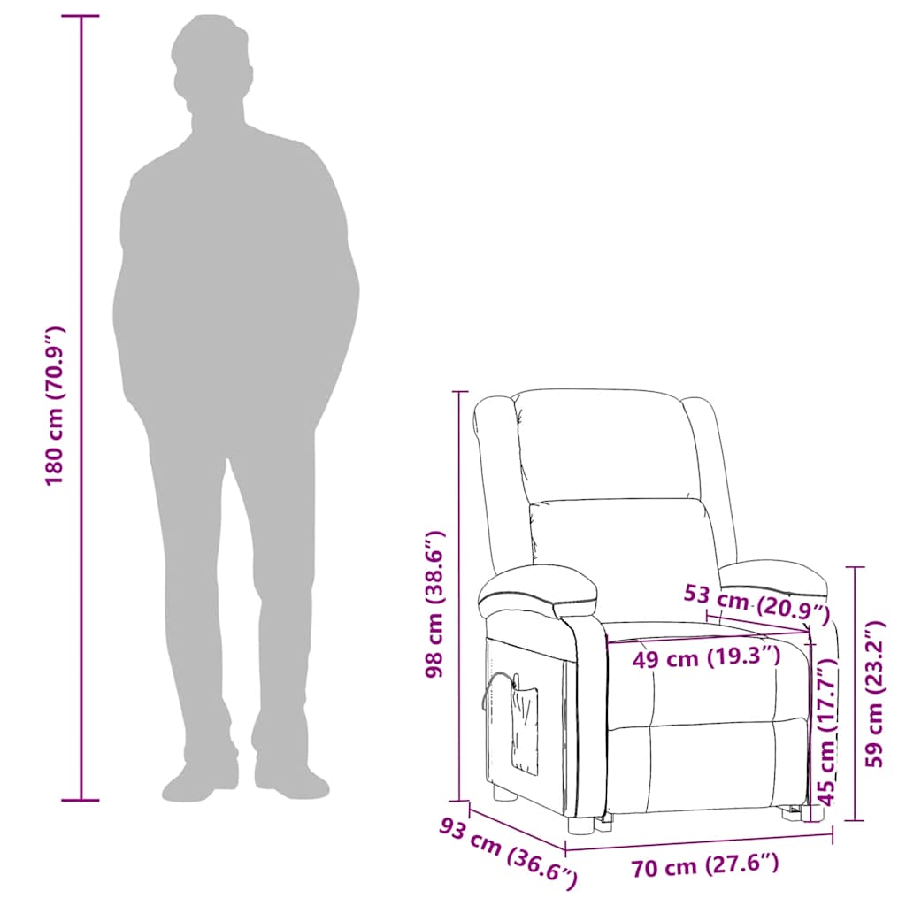 vidaXL Massagesessel Creme Stoff