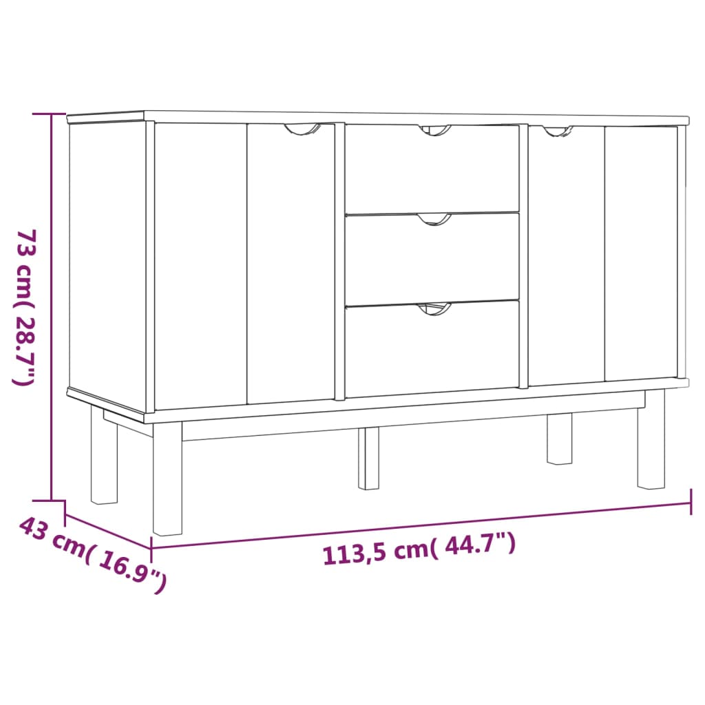 vidaXL Sideboard OTTA 113,5x43x73 cm Massivholz Kiefer