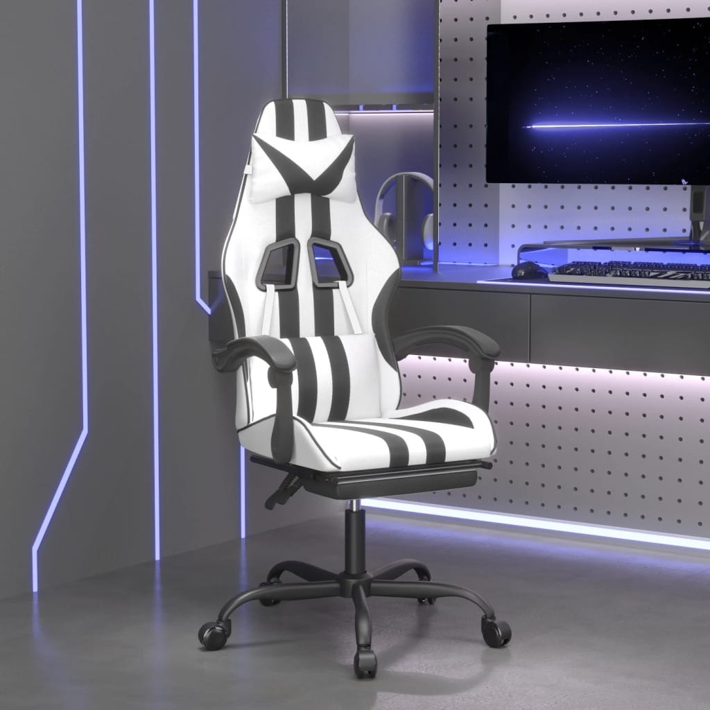 vidaXL Gaming-Stuhl Drehbar Schwarz und Blau Kunstleder