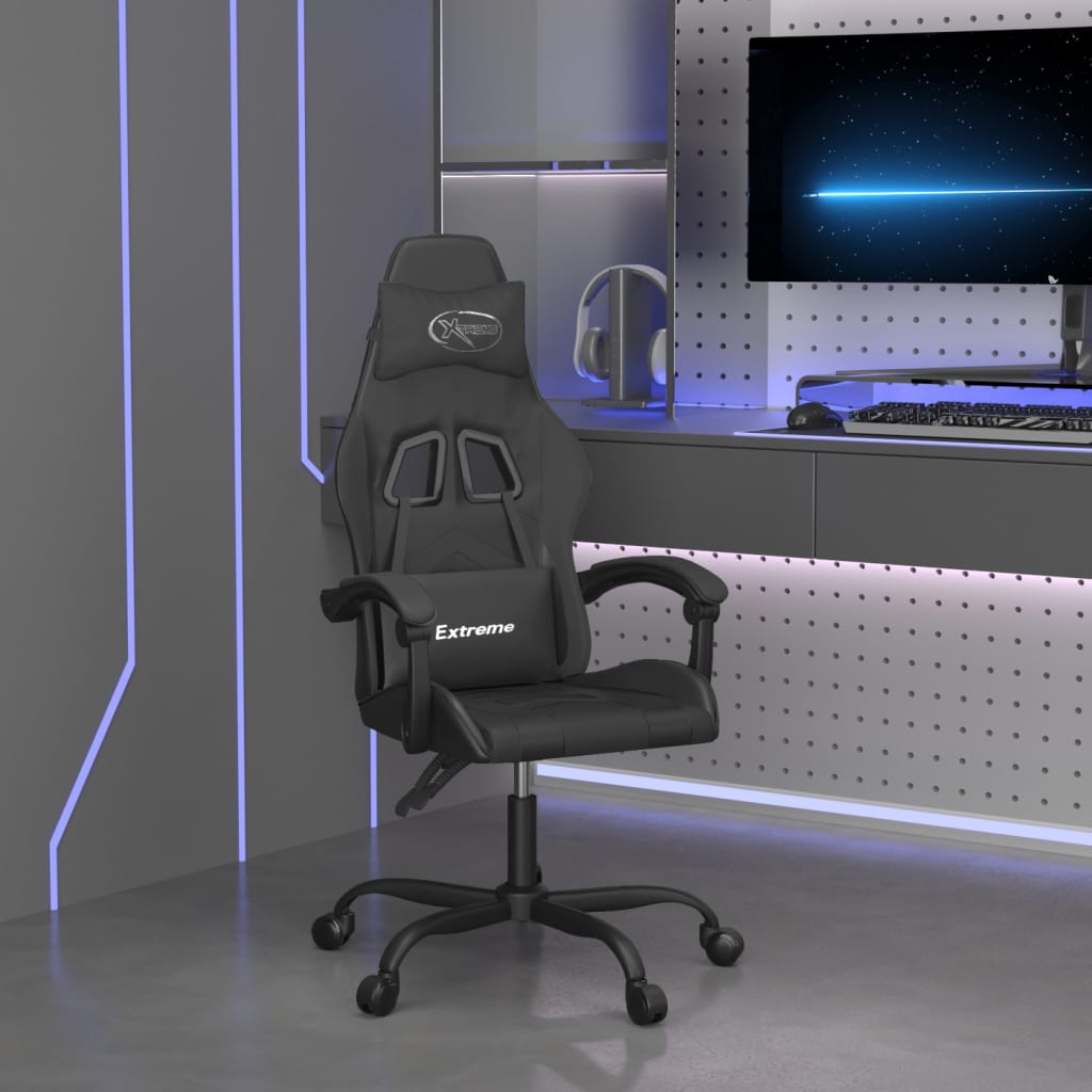 vidaXL Gaming-Stuhl Drehbar Schwarz und Blau Kunstleder