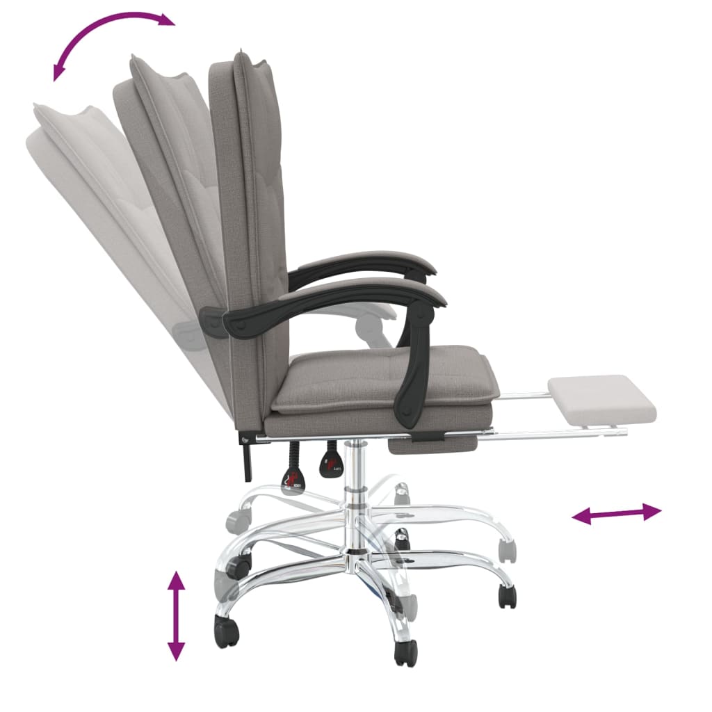 vidaXL Bürostuhl mit Liegefunktion Taupe Stoff