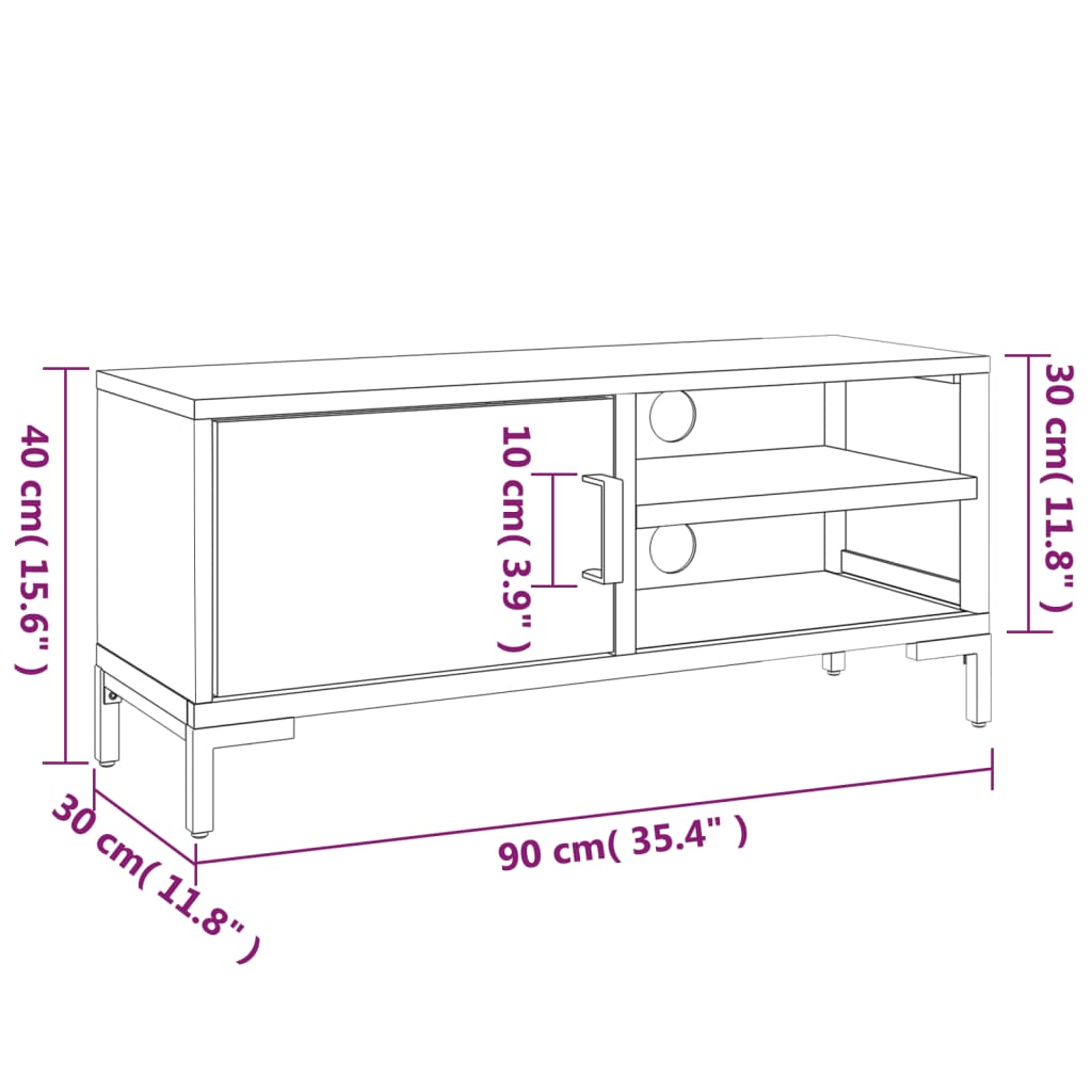 vidaXL TV-Schrank Braun 90x30x40 cm Massivholz Kiefer