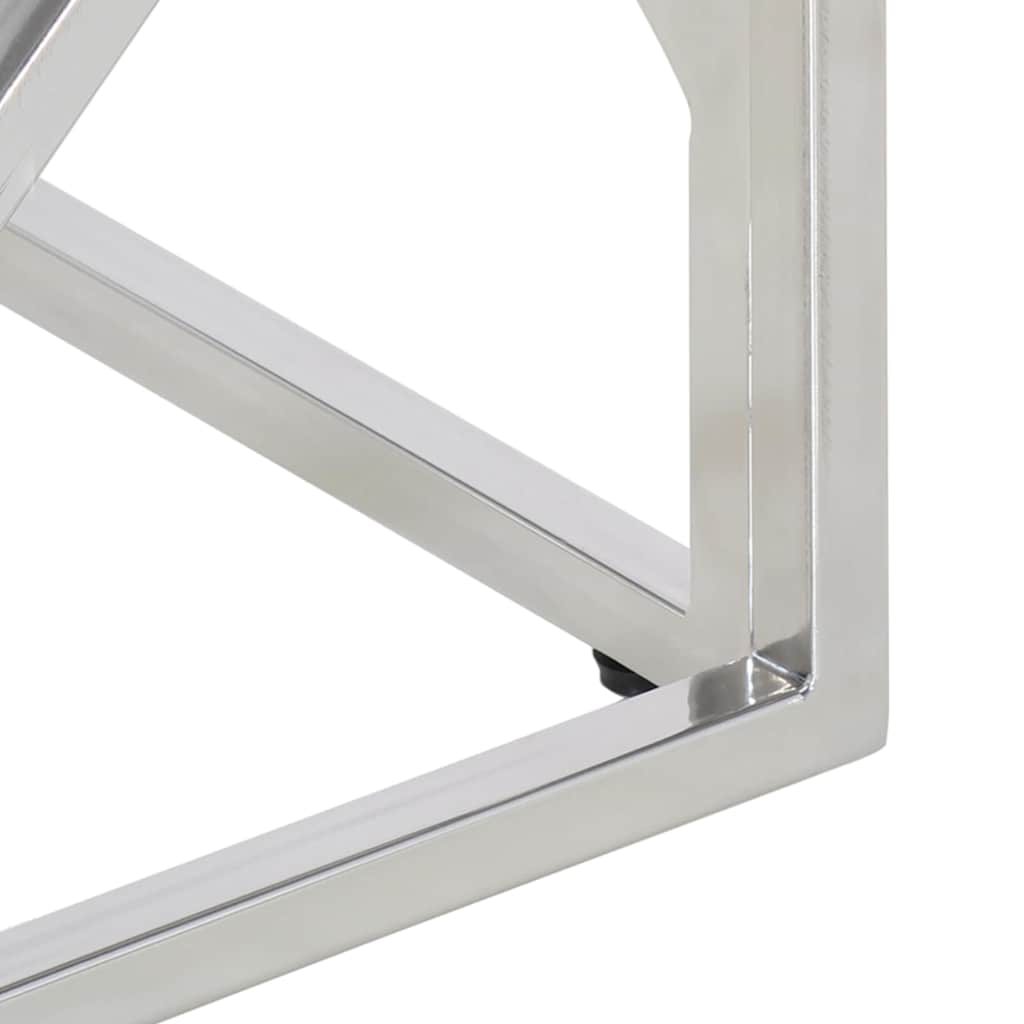 vidaXL Couchtisch Silbern Edelstahl und Hartglas