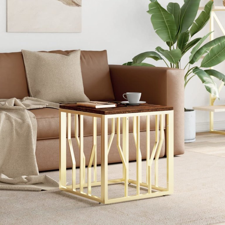 vidaXL Couchtisch Silbern 50x50x50 cm Edelstahl und Glas