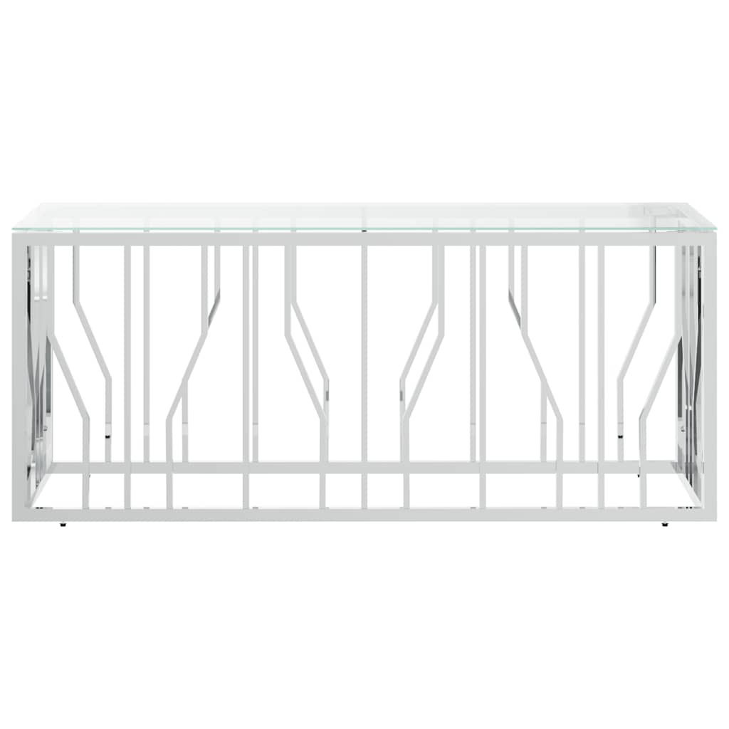 vidaXL Couchtisch 110x45x45 cm Edelstahl und Glas