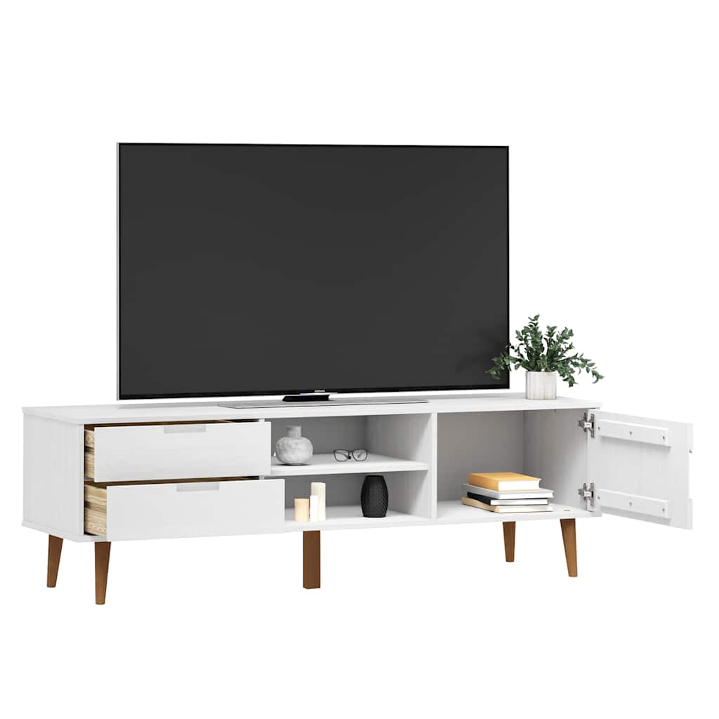 vidaXL TV-Schrank MOLDE Weiß 158x40x49 cm Massivholz Kiefer
