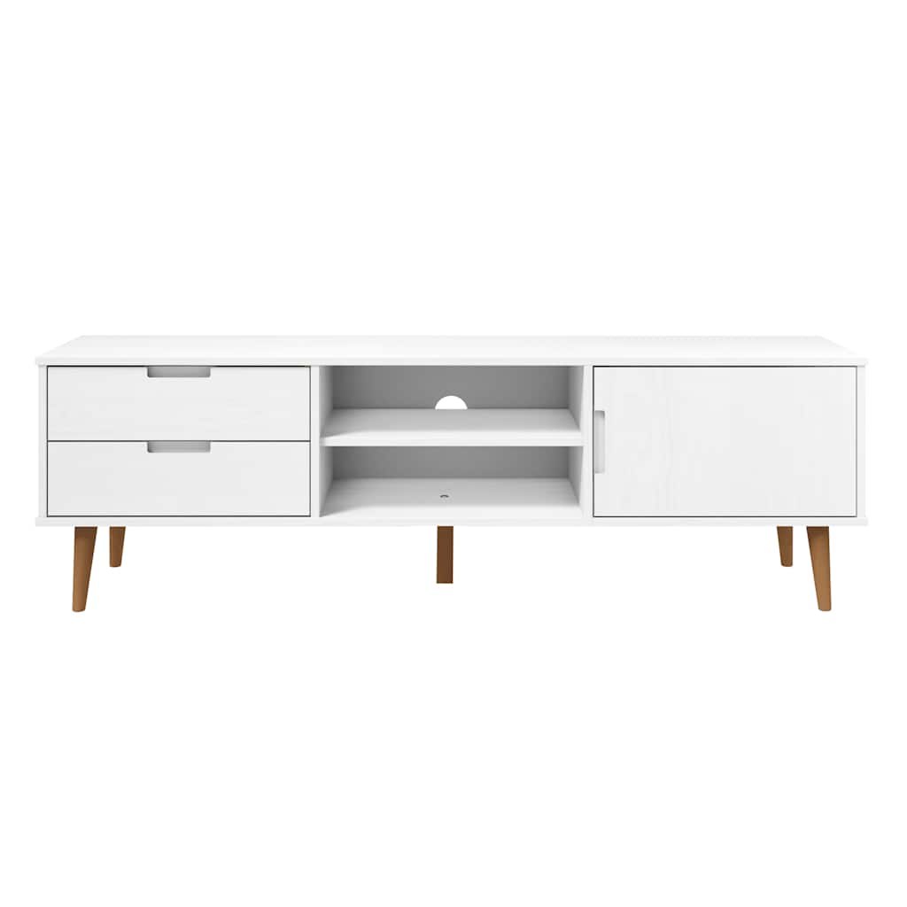 vidaXL TV-Schrank MOLDE Weiß 158x40x49 cm Massivholz Kiefer