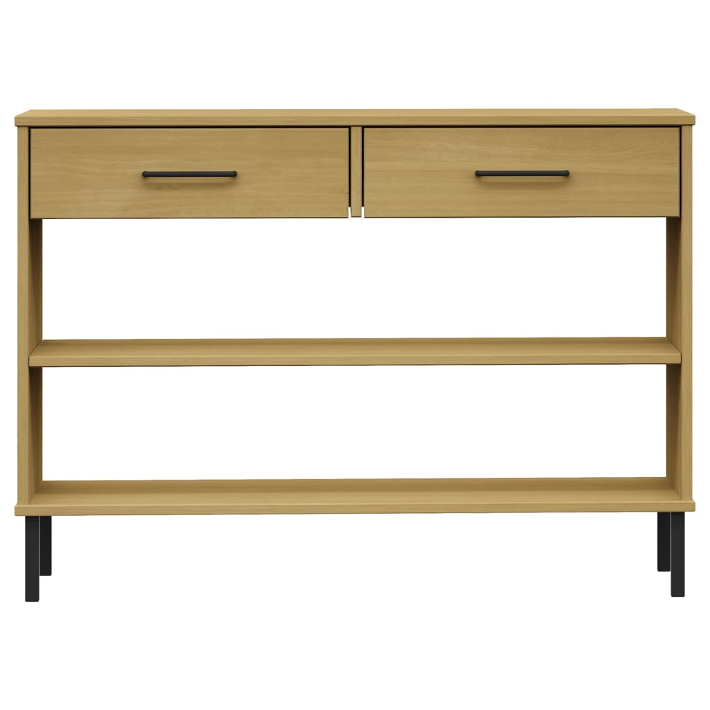 vidaXL Konsolenschrank OSLO mit Metallbeinen Braun Massivholz Kiefer