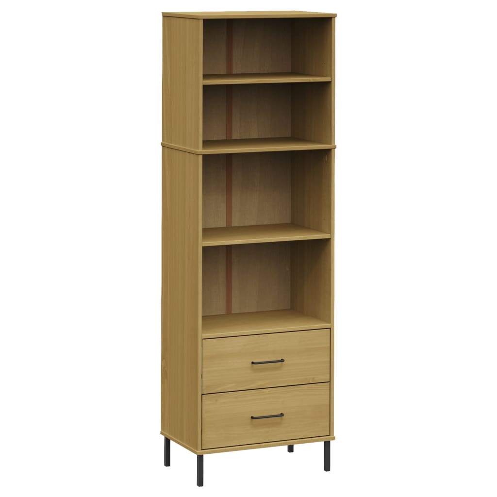 vidaXL Bücherregal OSLO mit 2 Schubladen Braun 60x35x180 cm Massivholz