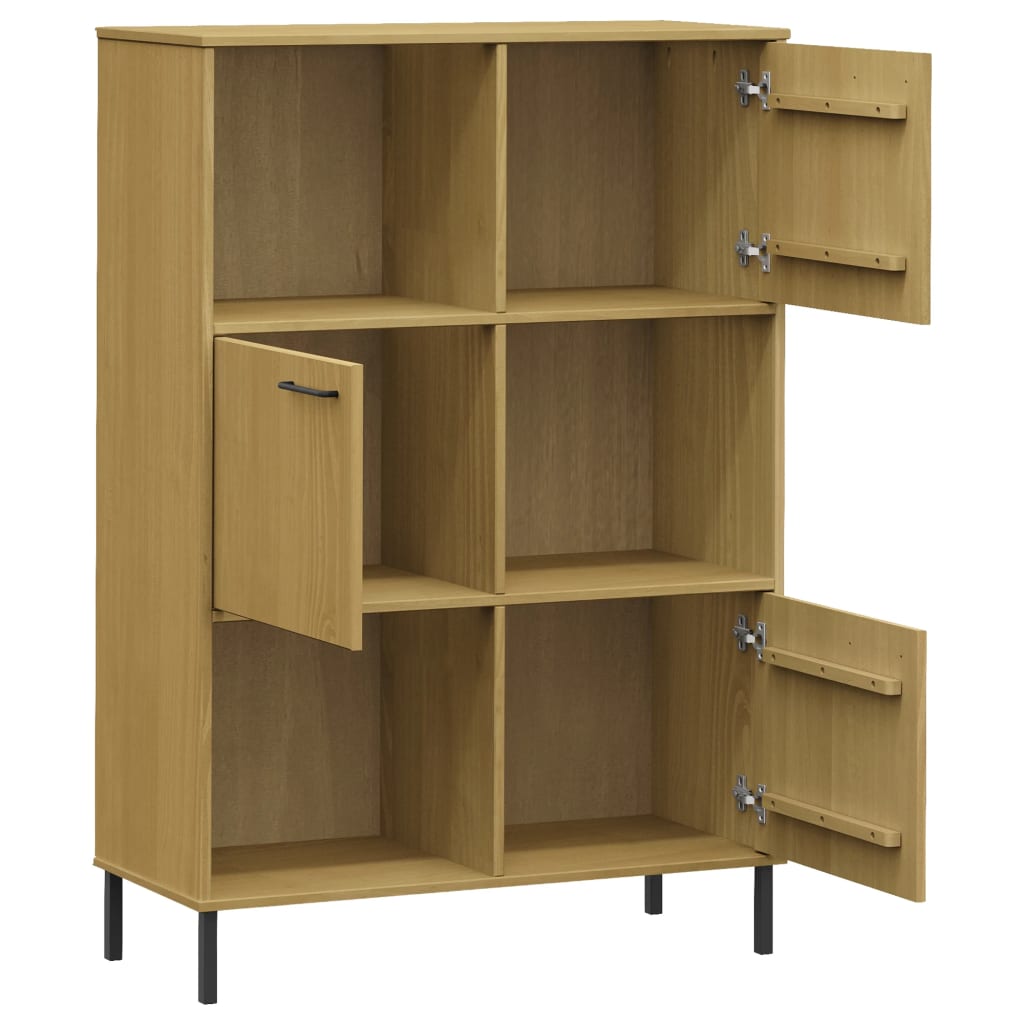 vidaXL Bücherregal OSLO Metallbeine Braun 90x35x128,5 cm Massivholz