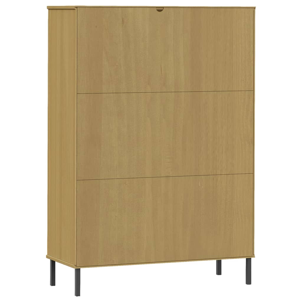 vidaXL Bücherregal OSLO Metallbeine Braun 90x35x128,5 cm Massivholz