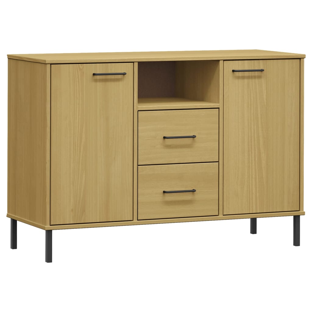 vidaXL Sideboard OSLO mit Metallbeinen Braun 113x40x77 cm Massivholz