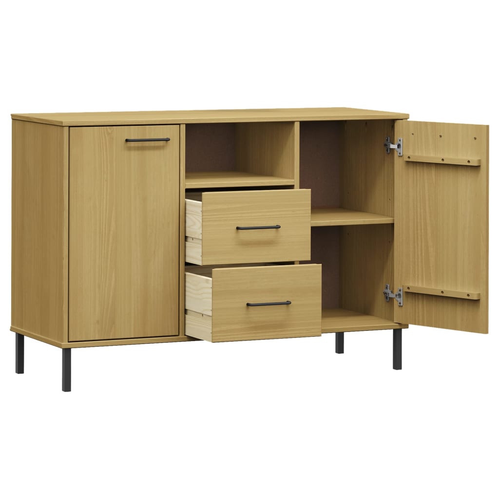 vidaXL Sideboard OSLO mit Metallbeinen Braun 113x40x77 cm Massivholz