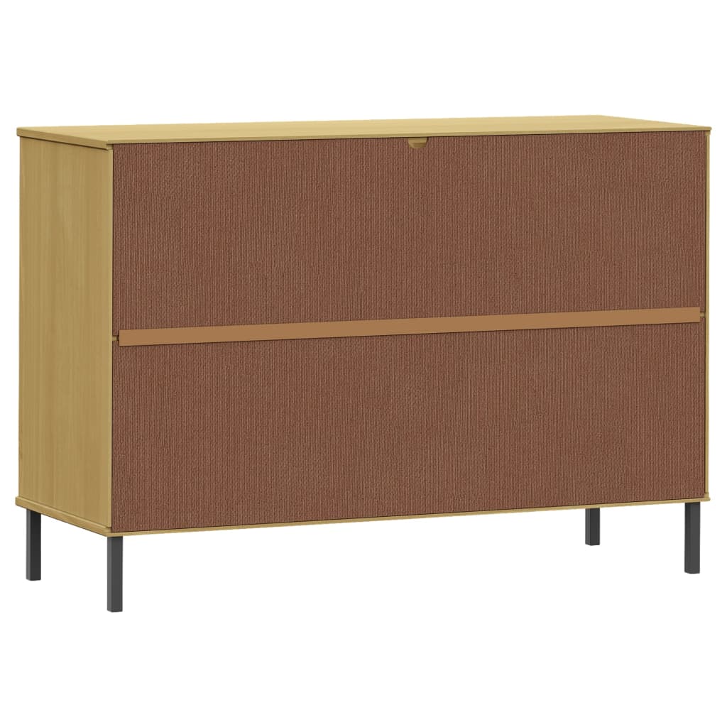 vidaXL Sideboard OSLO mit Metallbeinen Braun 113x40x77 cm Massivholz