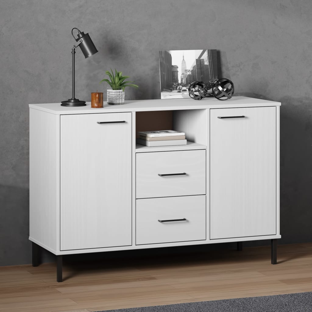 vidaXL Sideboard OSLO mit Metallbeinen Braun 113x40x77 cm Massivholz