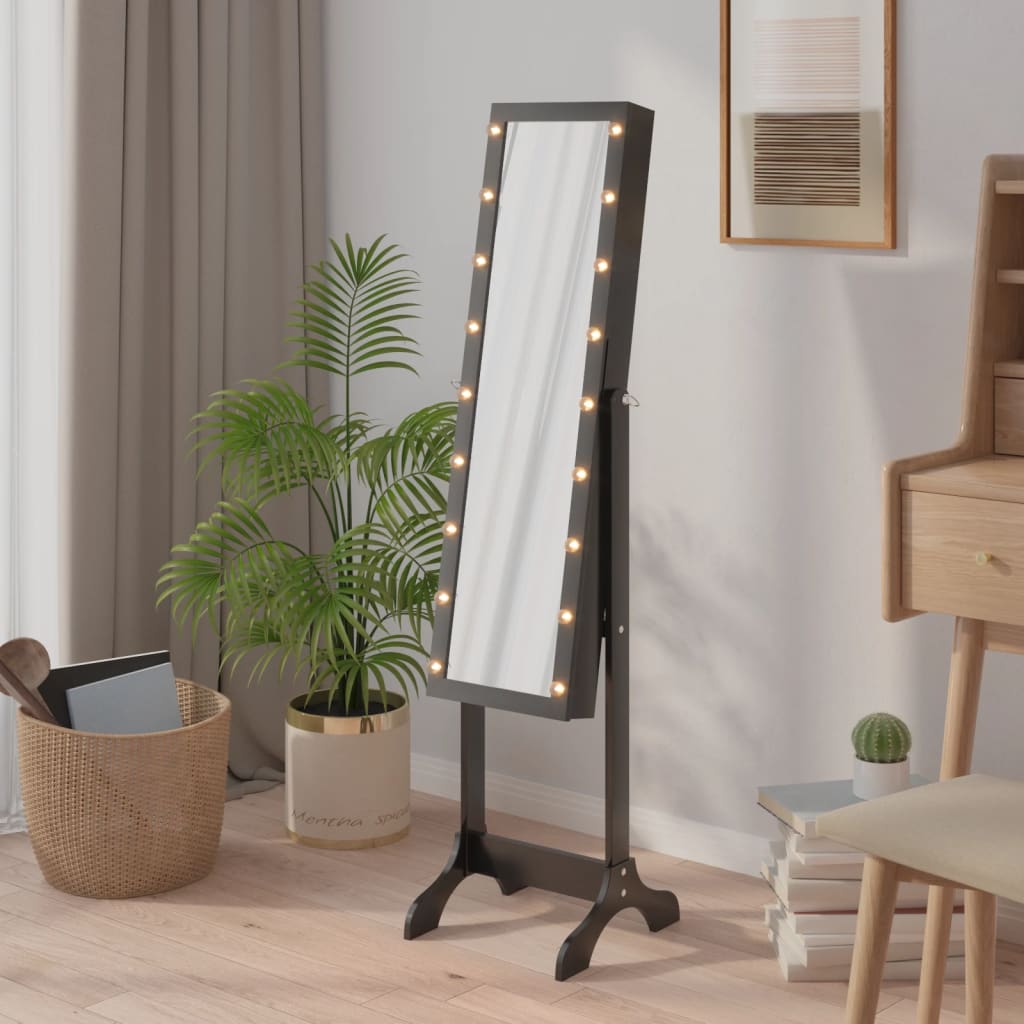 vidaXL Standspiegel mit LED Weiß 34x37x146 cm