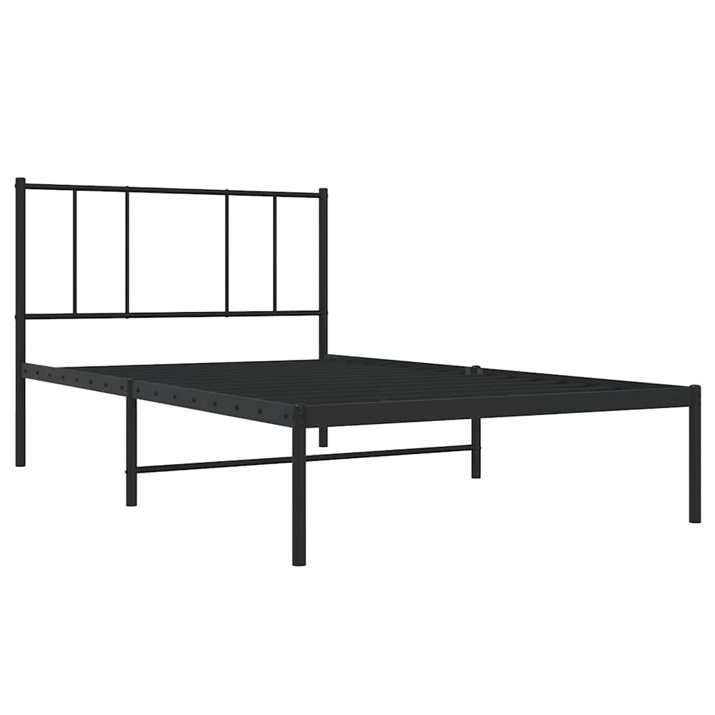 vidaXL Bettgestell mit Kopfteil Metall Schwarz 75x190 cm
