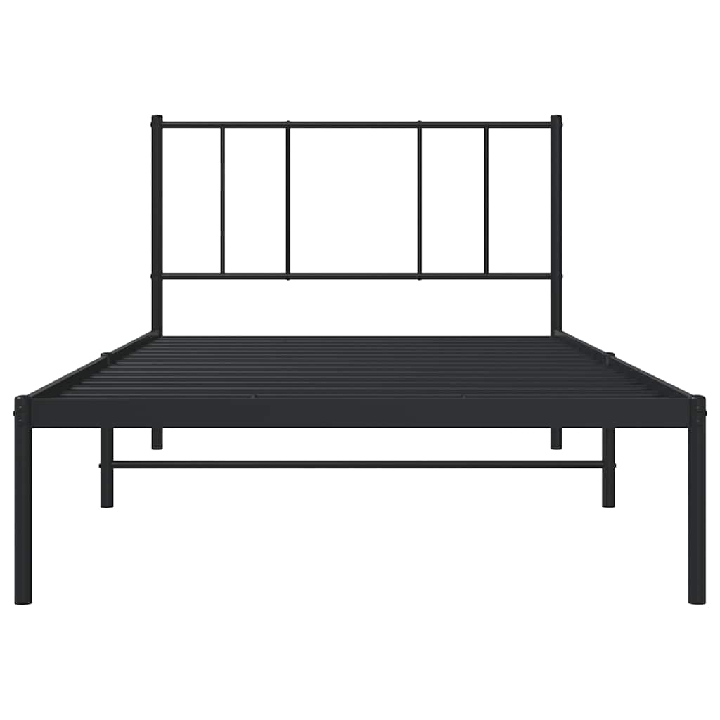 vidaXL Bettgestell mit Kopfteil Metall Schwarz 75x190 cm