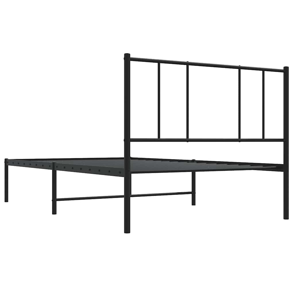 vidaXL Bettgestell mit Kopfteil Metall Schwarz 75x190 cm