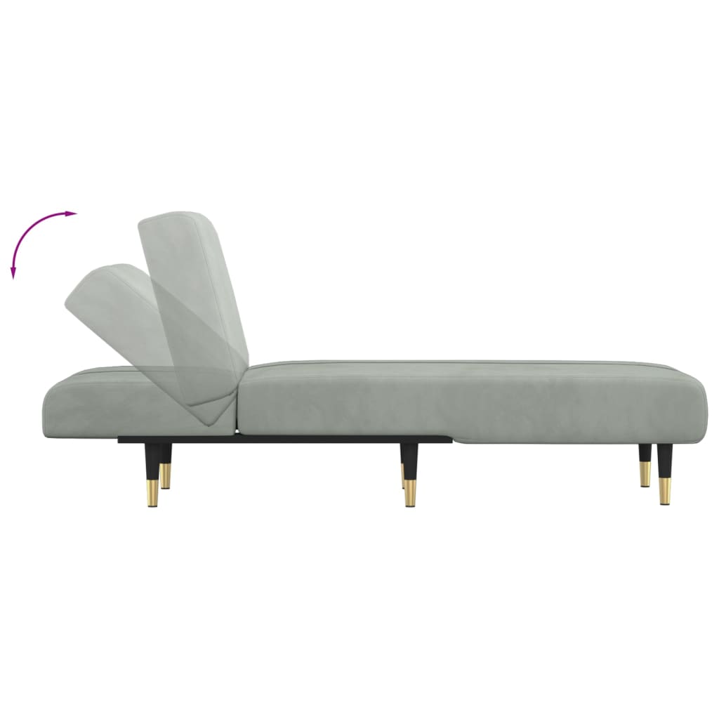 vidaXL Chaiselongue Hellgrau Samt
