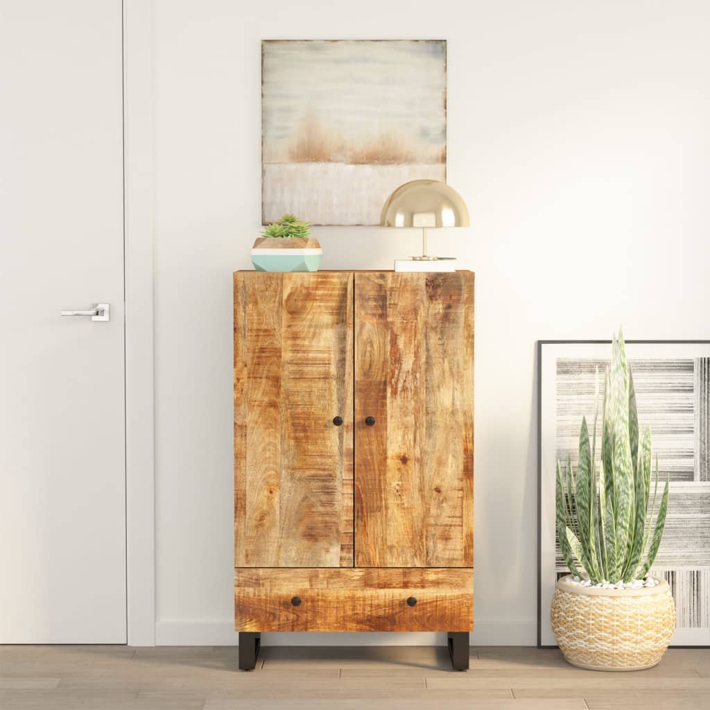 vidaXL Highboard mit 3 Türen 40x33x110 cm Massivholz Mango & Eisen