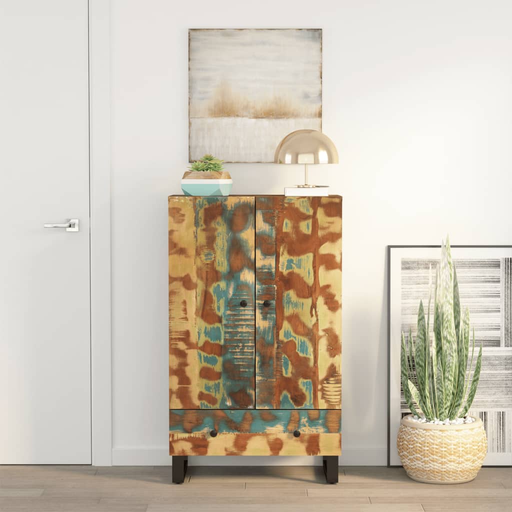 vidaXL Highboard mit 3 Türen 40x33x110 cm Massivholz Mango & Eisen