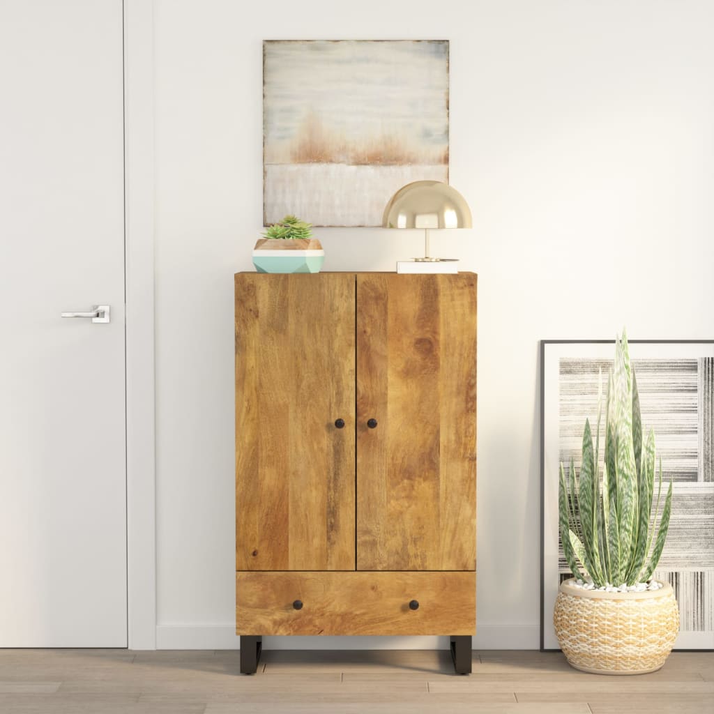 vidaXL Highboard mit 3 Türen 40x33x110 cm Massivholz Mango & Eisen