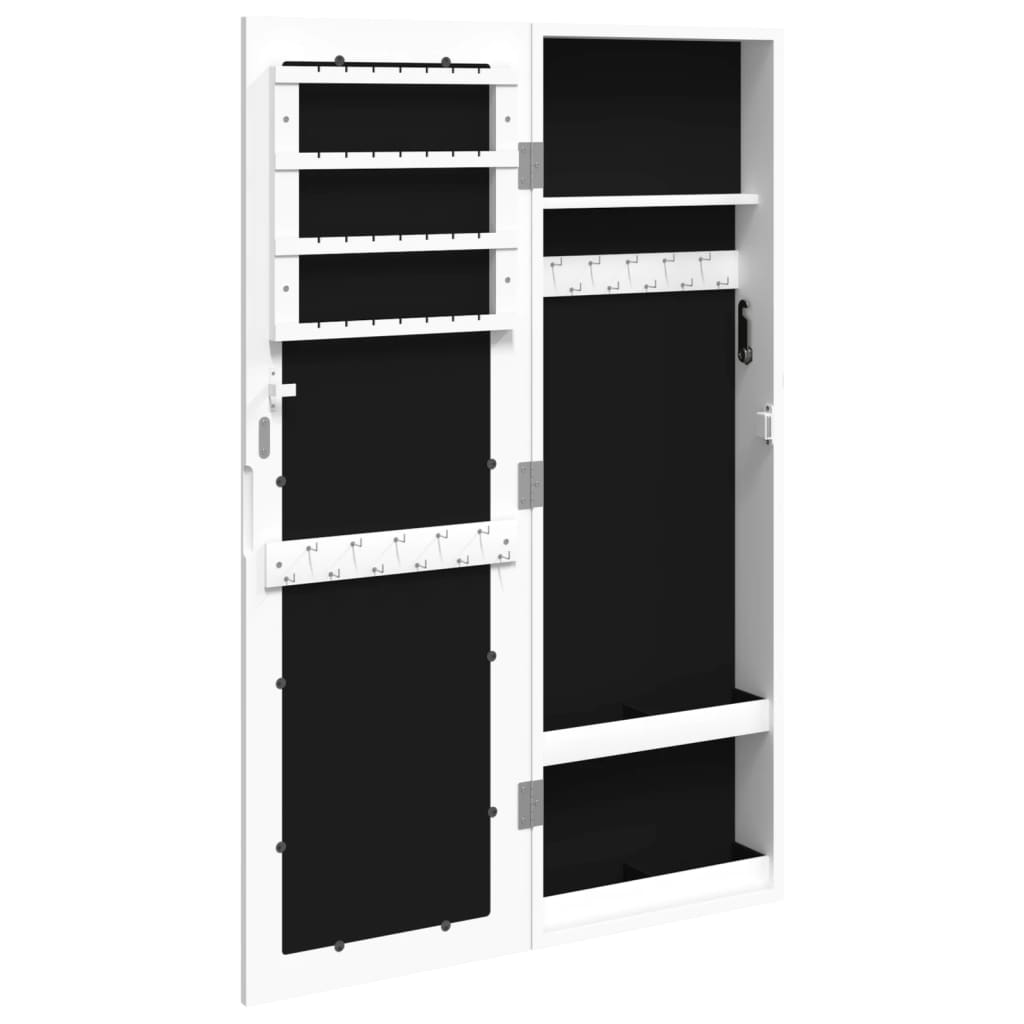 vidaXL Schmuckschrank mit Spiegel Wandmontage Weiß 30x8,5x90 cm